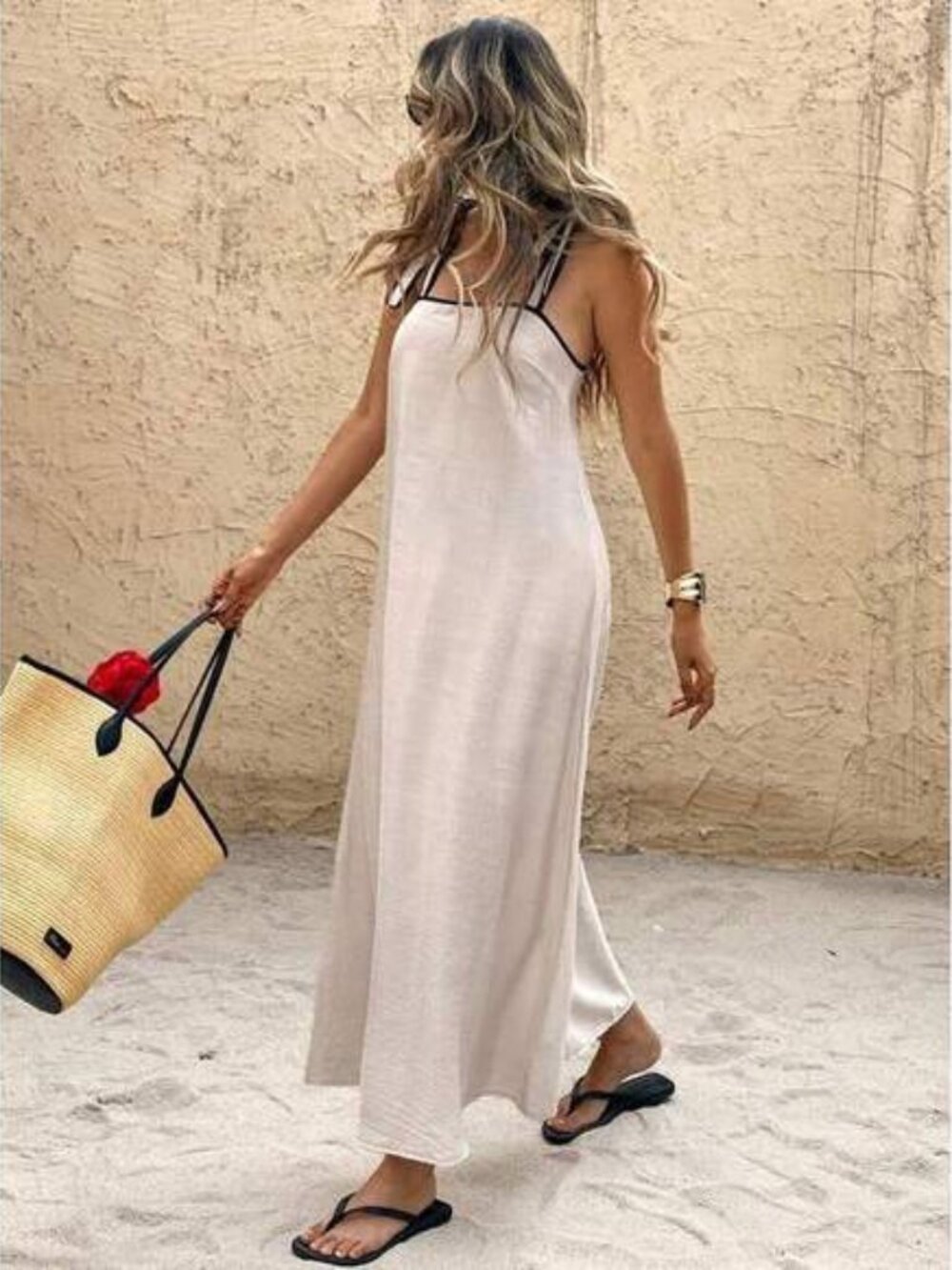 Frenchy Contrast Trim Cami Long Dress